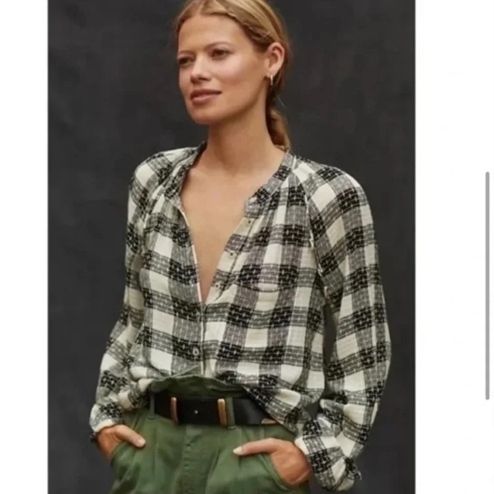 Pilcro and the Letterpress/Anthropologie Breezy Button down Medium Wool Blend